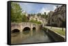 Cotswold Cottages on by Brook, Castle Combe, Cotswolds, Wiltshire, England, United Kingdom, Europe-Stuart Black-Framed Stretched Canvas