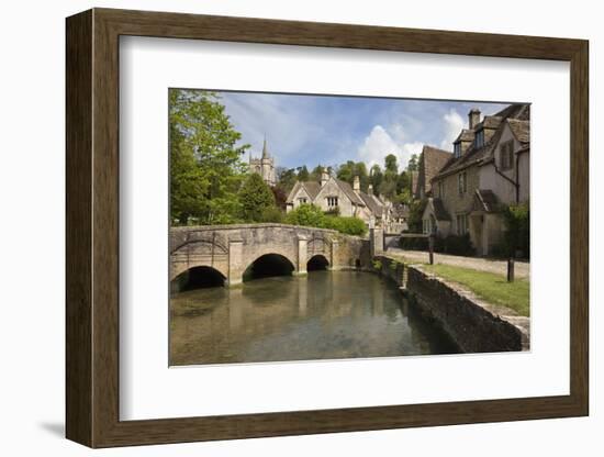 Cotswold Cottages on by Brook, Castle Combe, Cotswolds, Wiltshire, England, United Kingdom, Europe-Stuart Black-Framed Photographic Print