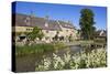 Cotswold Cottages on the River Eye-Stuart Black-Stretched Canvas