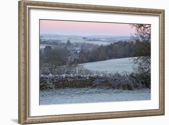 Cotswold Landscape on Frosty Morning, Stow-On-The-Wold, Gloucestershire, Cotswolds, England, UK-Stuart Black-Framed Photographic Print