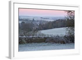 Cotswold Landscape on Frosty Morning, Stow-On-The-Wold, Gloucestershire, Cotswolds, England, UK-Stuart Black-Framed Photographic Print