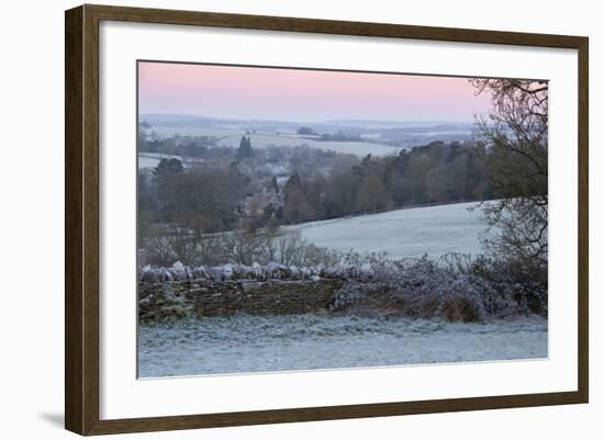 Cotswold Landscape on Frosty Morning, Stow-On-The-Wold, Gloucestershire, Cotswolds, England, UK-Stuart Black-Framed Photographic Print