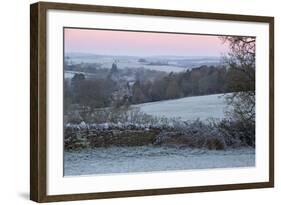 Cotswold Landscape on Frosty Morning, Stow-On-The-Wold, Gloucestershire, Cotswolds, England, UK-Stuart Black-Framed Photographic Print