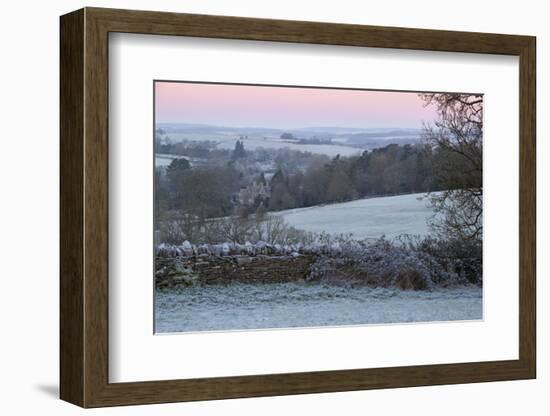 Cotswold Landscape on Frosty Morning, Stow-On-The-Wold, Gloucestershire, Cotswolds, England, UK-Stuart Black-Framed Photographic Print