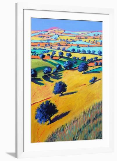 Cotswold Valley, 2021 (acrylic on board)-Paul Powis-Framed Giclee Print