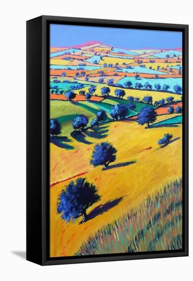 Cotswold Valley, 2021 (acrylic on board)-Paul Powis-Framed Stretched Canvas