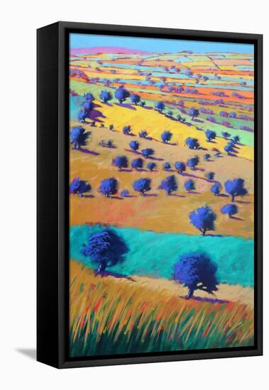 Cotswolds Towards Bredon, 2021 (acrylic on board)-Paul Powis-Framed Stretched Canvas