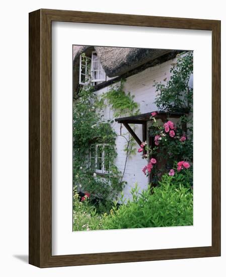 Cottage and Flowers, Wherwell, Hampshire, England, United Kingdom-Jean Brooks-Framed Photographic Print