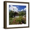 Cottage Garden at Polznkaspar House with Parish Church of St. Martin-null-Framed Art Print