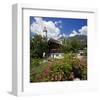 Cottage Garden at Polznkaspar House with Parish Church of St. Martin-null-Framed Art Print