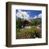 Cottage Garden at Polznkaspar House with Parish Church of St. Martin-null-Framed Art Print