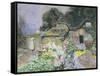 Cottage Garden at Sunset-David Woodlock-Framed Stretched Canvas