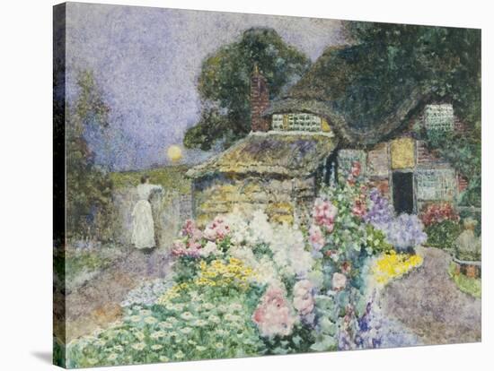 Cottage Garden at Sunset-David Woodlock-Stretched Canvas