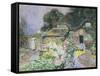 Cottage Garden at Sunset-David Woodlock-Framed Stretched Canvas
