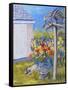 Cottage Garden with Birdhouse and Pug, 2011-Joan Thewsey-Framed Stretched Canvas