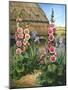 Cottage Garden with Hollyhocks, 1995-Amelia Kleiser-Mounted Giclee Print