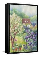 Cottage in a Garden with an Apple Tree and Lilacs-ZPR Int’L-Framed Stretched Canvas