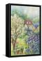 Cottage in a Garden with an Apple Tree and Lilacs-ZPR Int’L-Framed Stretched Canvas