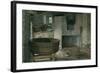 Cottage Interior with Robin, 1930 (W/C on Board)-Violet Linton-Framed Giclee Print