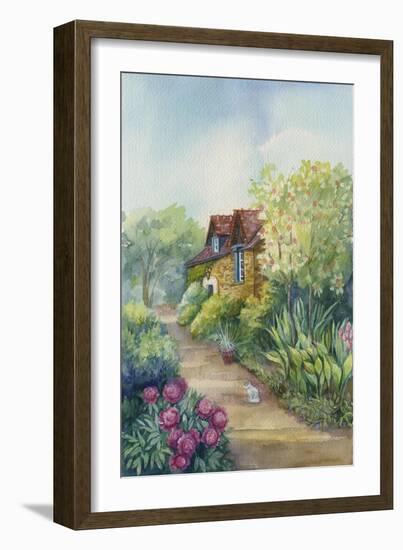 Cottage on a Dirt Road, Peonies in the Garden-ZPR Int’L-Framed Giclee Print