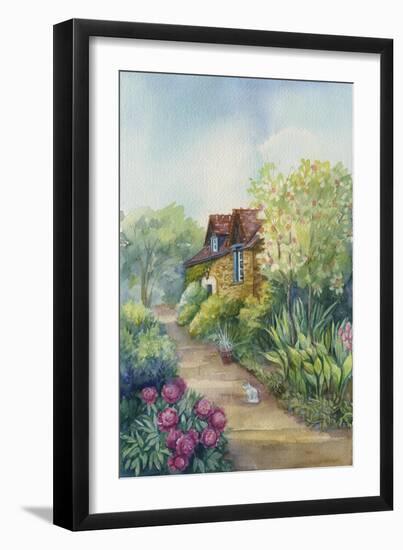 Cottage on a Dirt Road, Peonies in the Garden-ZPR Int’L-Framed Giclee Print