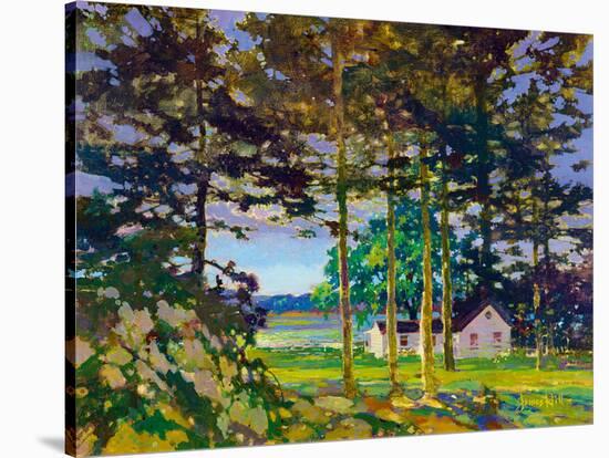 Cottage on Lake Muskoka at Sunset-James Hill-Stretched Canvas