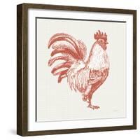 Cottage Rooster I Red-Sue Schlabach-Framed Art Print