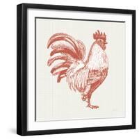 Cottage Rooster I Red-Sue Schlabach-Framed Art Print