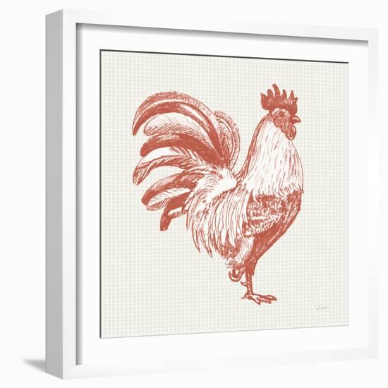 Cottage Rooster I Red-Sue Schlabach-Framed Art Print