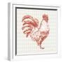 Cottage Rooster I Red-Sue Schlabach-Framed Art Print