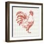 Cottage Rooster I Red-Sue Schlabach-Framed Art Print