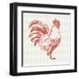 Cottage Rooster I Red-Sue Schlabach-Framed Art Print