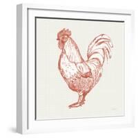 Cottage Rooster II Red-Sue Schlabach-Framed Art Print