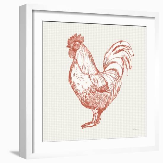 Cottage Rooster II Red-Sue Schlabach-Framed Art Print