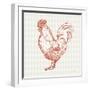 Cottage Rooster II Red-Sue Schlabach-Framed Art Print