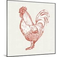 Cottage Rooster II Red-Sue Schlabach-Mounted Art Print