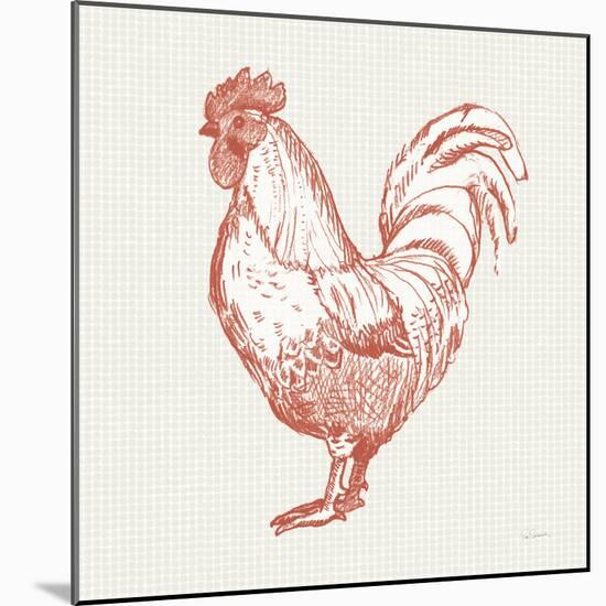 Cottage Rooster II Red-Sue Schlabach-Mounted Art Print