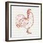 Cottage Rooster III Red-Sue Schlabach-Framed Art Print