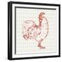 Cottage Rooster III Red-Sue Schlabach-Framed Art Print