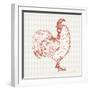 Cottage Rooster III Red-Sue Schlabach-Framed Art Print