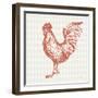 Cottage Rooster IV Red-Sue Schlabach-Framed Art Print
