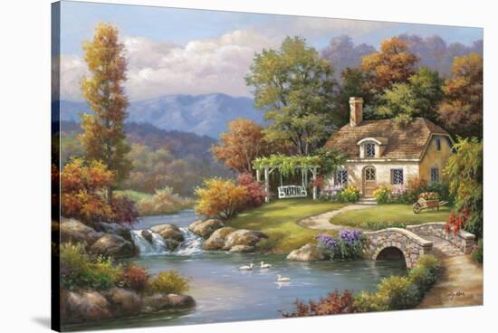 Cottage Stream-Sung Kim-Stretched Canvas