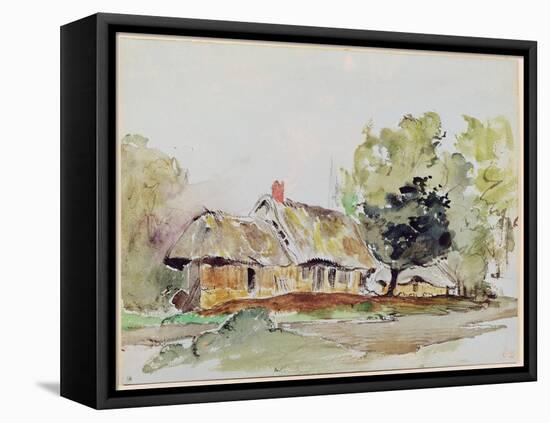 Cottage under Large Trees in Summer, C.1831-Eugene Delacroix-Framed Stretched Canvas