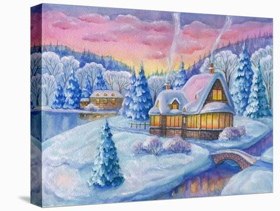 Cottage under the Snowcabin Winter-ZPR Int’L-Stretched Canvas