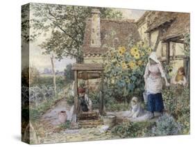Cottage Well-Myles Birket Foster-Stretched Canvas
