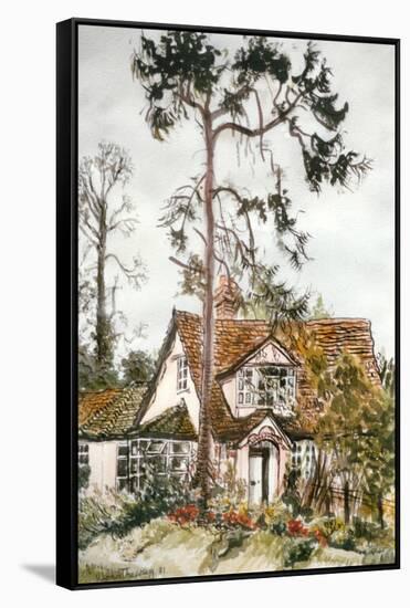 Cottage with Fir Tree-Joan Thewsey-Framed Stretched Canvas