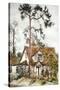 Cottage with Fir Tree-Joan Thewsey-Stretched Canvas