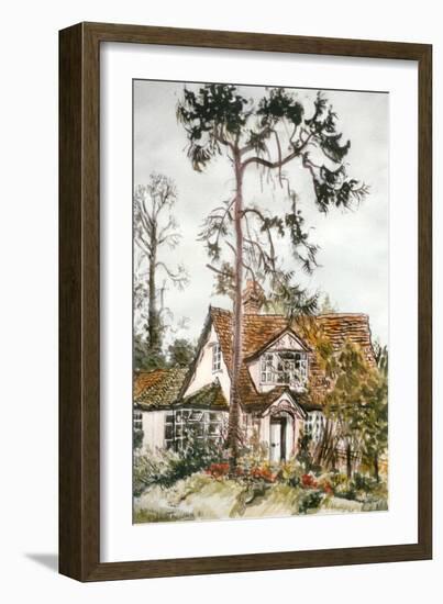 Cottage with Fir Tree-Joan Thewsey-Framed Giclee Print