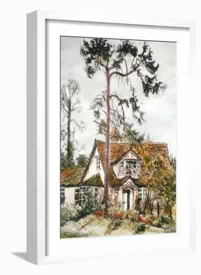 Cottage with Fir Tree-Joan Thewsey-Framed Giclee Print