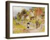 Cottages - a Row of Cottages with a Figure and Other Children Playing-William Stephen Coleman-Framed Giclee Print